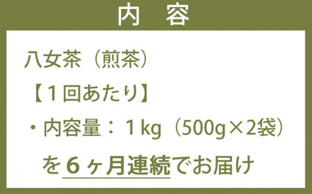 【６ヶ月連続お届け】たっぷり1kg！＜産地元詰＞鶴の八女茶（煎茶）　026-T008