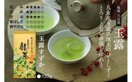【八女・お茶村】特上煎茶《初みどり》と玉露《すずか》玉露入り旨味だしのセット　077-003