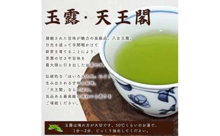 【ギフト対応】八女玉露 最高級の味と香り「天王閣」100g×２缶 木箱入 風呂敷包み ＜岩崎園製茶＞　075-035
