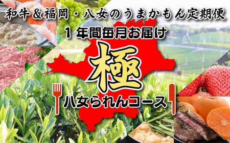 和牛と福岡・八女のうまかもんが届く　お楽しみ贅沢極み定期便【全１２回】～八女られんコース～｜＜配送不可：北海道・沖縄・離島＞　072-T061