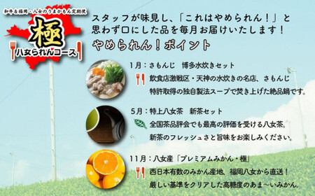 和牛と福岡・八女のうまかもんが届く　お楽しみ贅沢極み定期便【全１２回】～八女られんコース～｜＜配送不可：北海道・沖縄・離島＞　072-T061