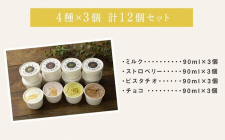 【冷凍】 かの蜂 国産はちみつ アイスクリーム 12個セット （4種×3個） ミルク チョコレート ストロベリー ピスタチオ｜ジェラート 蜂蜜の自然な甘さ＜配送不可：北海道・沖縄・離島＞ 024-090