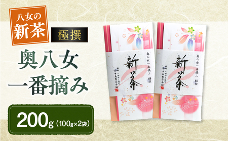 【新茶】ギフト用 八女新茶　一番摘み 極撰（100g×2袋）【2024年5月発送開始】 013-009-GFT