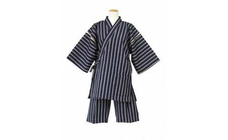 522.紳士用甚平(しじら織・縞柄) LL茶