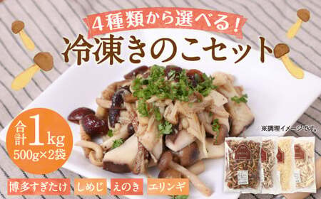 【4種類から2品選択！】 選べる 冷凍 きのこ セット 各500g 合計1kg 博多すぎたけ しめじ えのき エリンギ ／ キノコ お取り寄せ 詰め合わせ 食べ比べ