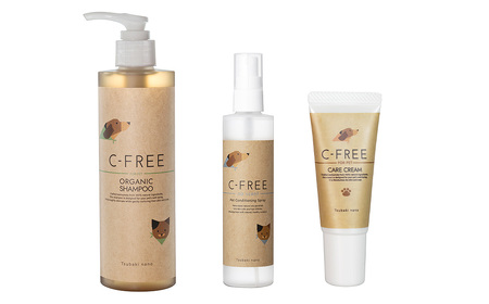 【ペットケア】椿なの シーフリー 3点セット オーガニックシャンプー・コンディショニングスプレー（無香）・PETケアクリーム 3種類 ペット 犬 シャンプー オーガニック 犬用シャンプー スプレー クリーム 天然成分 天然植物成分 低刺激 抗フケ作用 保湿 乾燥防止 ペットケア用品 セット 福岡県 筑後市