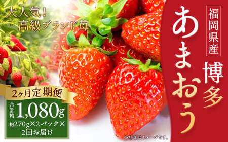 【2回定期便】いちご「あまおう」 約270g×2パック 計約1.08kg 苺 イチゴ 果物 フルーツ 【2026年1月上旬発送順次開始予定】