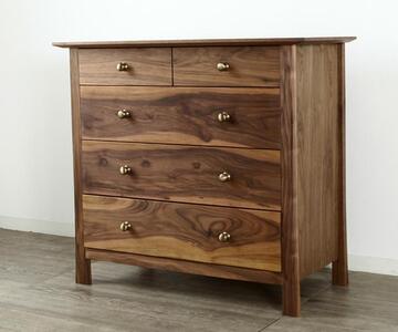 大川家具 ソレイユ 90cm チェスト 引出し4段 天然木ウォールナット