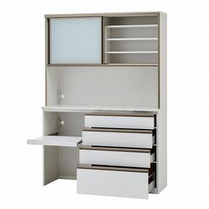 (ホワイト)【開梱設置】リファイン食器棚 幅140cm引き戸 日本製 完成品 キッチンボード 大川家具