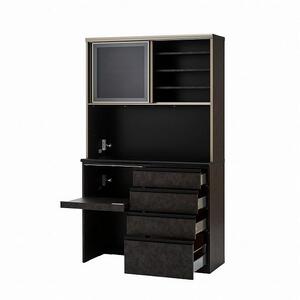 (ブラウン)【開梱設置】リファイン食器棚 幅140cm引き戸 日本製 完成品 キッチンボード 大川家具