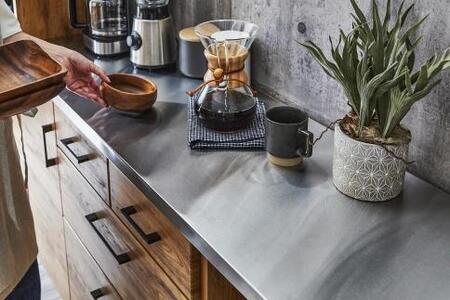 ブルックリンスタイルのステンレス天板キッチンカウンター 140cm幅