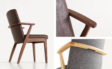 Balva ダイニングチェア 半肘 ハーフアーム ウォールナット無垢 合皮 ファブリック 大川市 貞苅椅子製作所