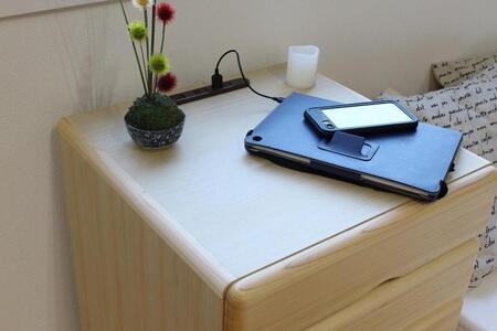 九州産ヒノキチェストなごみ45センチ幅5段 USBコンセント付き