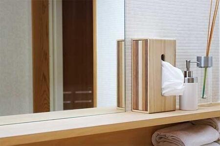 桐のティッシュケース(縞)