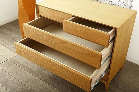 大川家具 レフライン 90cm リビングチェスト 収納タンス 天然木オーク(ナラ) 野中木工所