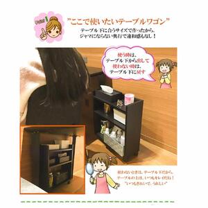 テーブル下 収納 ワゴン 完成品 大川家具 キャスター付き テーブルワゴン アンダーラック わごんちゃん ブラック