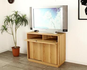 大川家具 ティレ 90cmリビングボード 台輪 天然木オーク(ナラ)