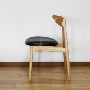 ダイニングチェア　食卓椅子　1脚　NA色　ナチュラル　合成皮革　ブラック色　ステッチ仕上げ　アッシュ無垢材　オーク突板曲木合板