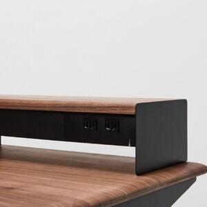 【シェルフL・キャビネットセット】サイズオーダー可 電動昇降 学習机 プレディデスク ウォールナット