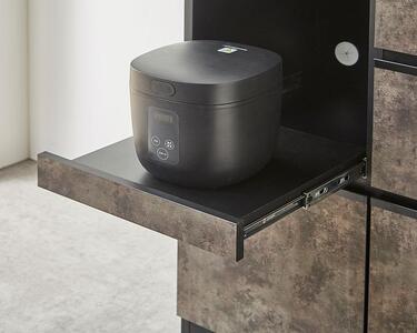 【開梱設置】キッチンカウンター レンジ台 アンサンブル 幅159.2cm 黒洛