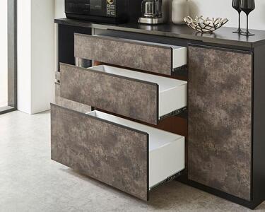 【開梱設置】キッチンカウンター レンジ台 アンサンブル 幅159.2cm 黒洛