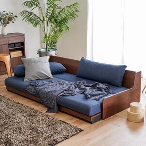 ソファベッド 3人掛け ローリー 200cm ごろ寝ローソファ：オークブラウン×ライトグレー【モーブル】【大川家具】