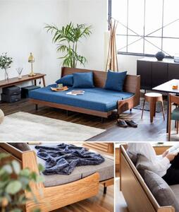 ソファベッド 3人掛け エスタート 180cm:オークブラウン×グレー【モーブル】【大川家具】