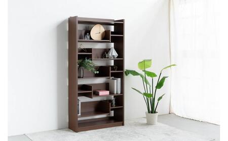 RIDE ライド 90シェルフ ダークブラウン 幅90 高さ182 さまざまなサイズの本を収納できる段違い棚