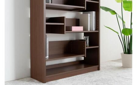 RIDE ライド 90シェルフ ダークブラウン 幅90 高さ182 さまざまなサイズの本を収納できる段違い棚