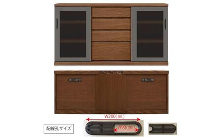 天然木リビング家具アーザ(サイドボード)180cm H80【6色】
