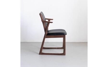 ハーフアームチェア ギル ウォールナット ちょい肘 ラウンジチェア レザー 北欧 大川市