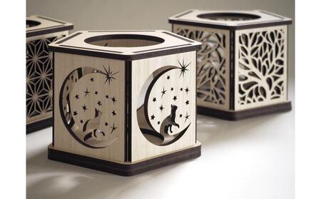 LED キャンドルホルダー 木製 レーザー加工雑貨 ホワイト木目 インテリア雑貨 キャンドルホルダー002 3個セット