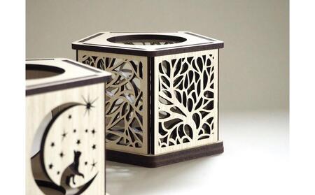 LED キャンドルホルダー 木製 レーザー加工雑貨 ホワイト木目 インテリア雑貨 キャンドルホルダー002 3個セット