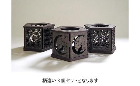 LED キャンドルホルダー 木製 レーザー加工雑貨 黒洛 インテリア雑貨 キャンドルホルダー002 3個セット