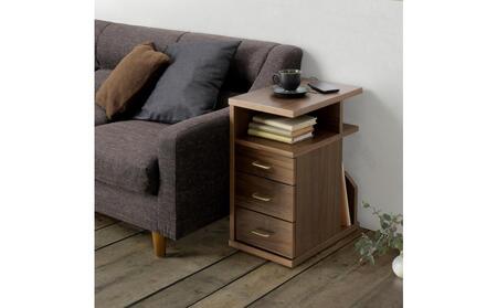 クエスト ナイトテーブル右OP(ウォールナット色) キャスター付き