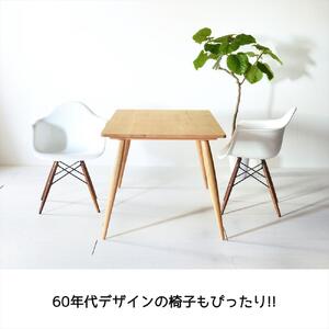 【北欧デザイン】ナインテーブル 80 オーク 無垢材 国産 ミッドセンチュリー ダイニングテーブル 大川家具