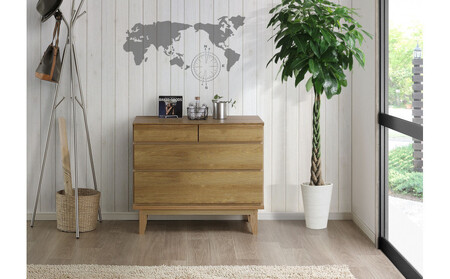 【ウォールナット】大川家具 幅90cm 3段 チェスト -ramsey-ラムジー