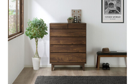 【レッドオーク】大川家具 幅90cm 5段 チェスト -ramsey-ラムジー