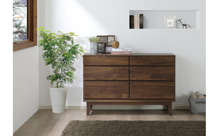 【レッドオーク】大川家具 幅120cm 3段 チェスト -ramsey-ラムジー