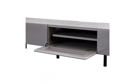 テレビボード 幅200cm ローボード テレビ台 リスボン グラスグレー×マーブルホワイト 【モーブル】【大川家具】