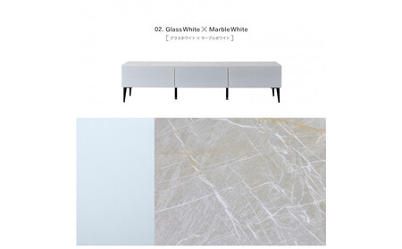 テレビボード 幅180cm ローボード テレビ台 リスボン グラスホワイト×マーブルホワイト 【モーブル】【大川家具】