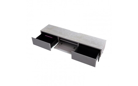 テレビボード 幅180cm ローボード テレビ台 リスボン グラスグレー×マーブルホワイト 【モーブル】【大川家具】