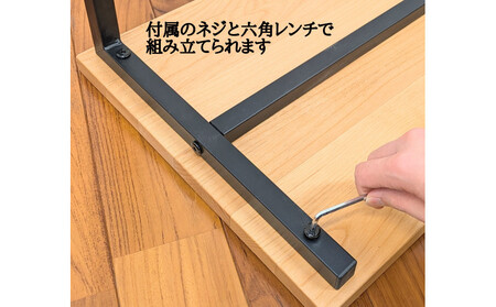 サイドテーブル 木製 アイアンレッグ アルダー 無垢材 1人用