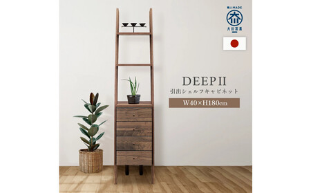 シェルフキャビネット40 引出 DEEP 欧風 ウォールナット