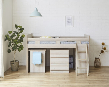 【玄関渡し】”コンパクト”国産組み換え式システムベッド【マッシュ】グレージュ