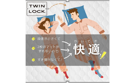 【受注生産】キングサイズ(2枚分割式)194CM幅 マットレス グランライトアドバンス ホワイト ツインロック付