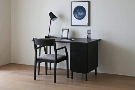 【開梱設置】高野木工 プレーンデスク SET5 オーク黒塗装(W120×D70cm)【10年保証】