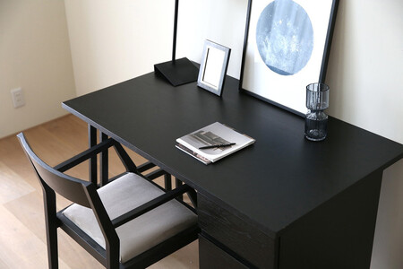 【開梱設置】高野木工 プレーンデスク SET5 オーク黒塗装(W120×D70cm)【10年保証】