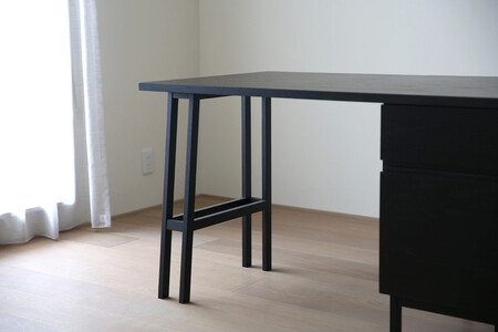 【開梱設置】高野木工 プレーンデスク SET5 オーク黒塗装(W120×D70cm)【10年保証】