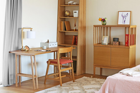 【開梱設置】高野木工 プレーンデスク SET1 オーク(W90×D55cm)【10年保証】